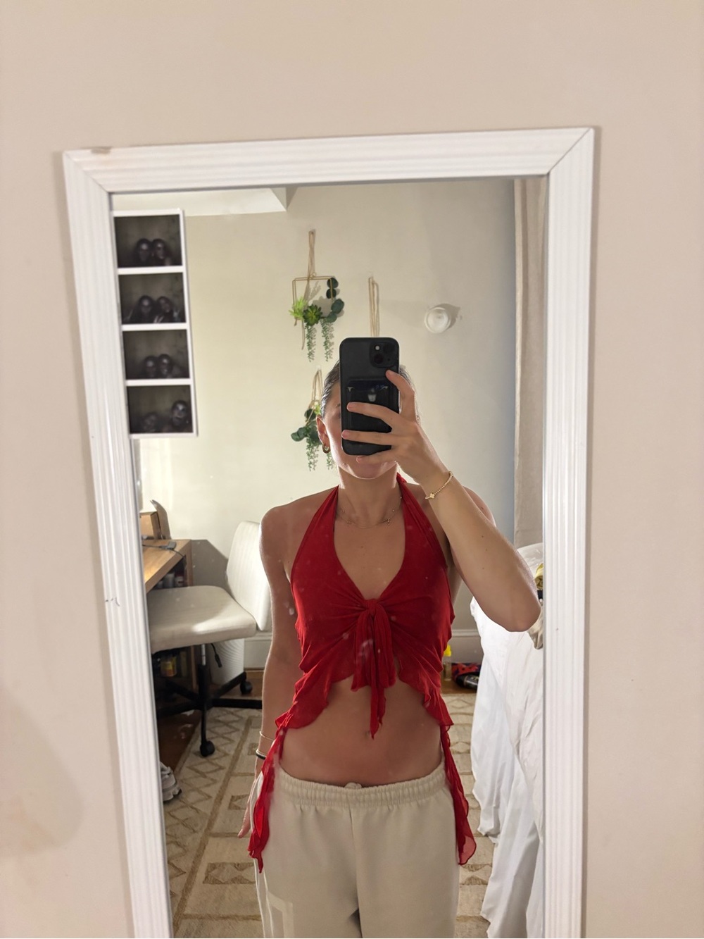 Red Halter Tie-Front Women’s Camisole
